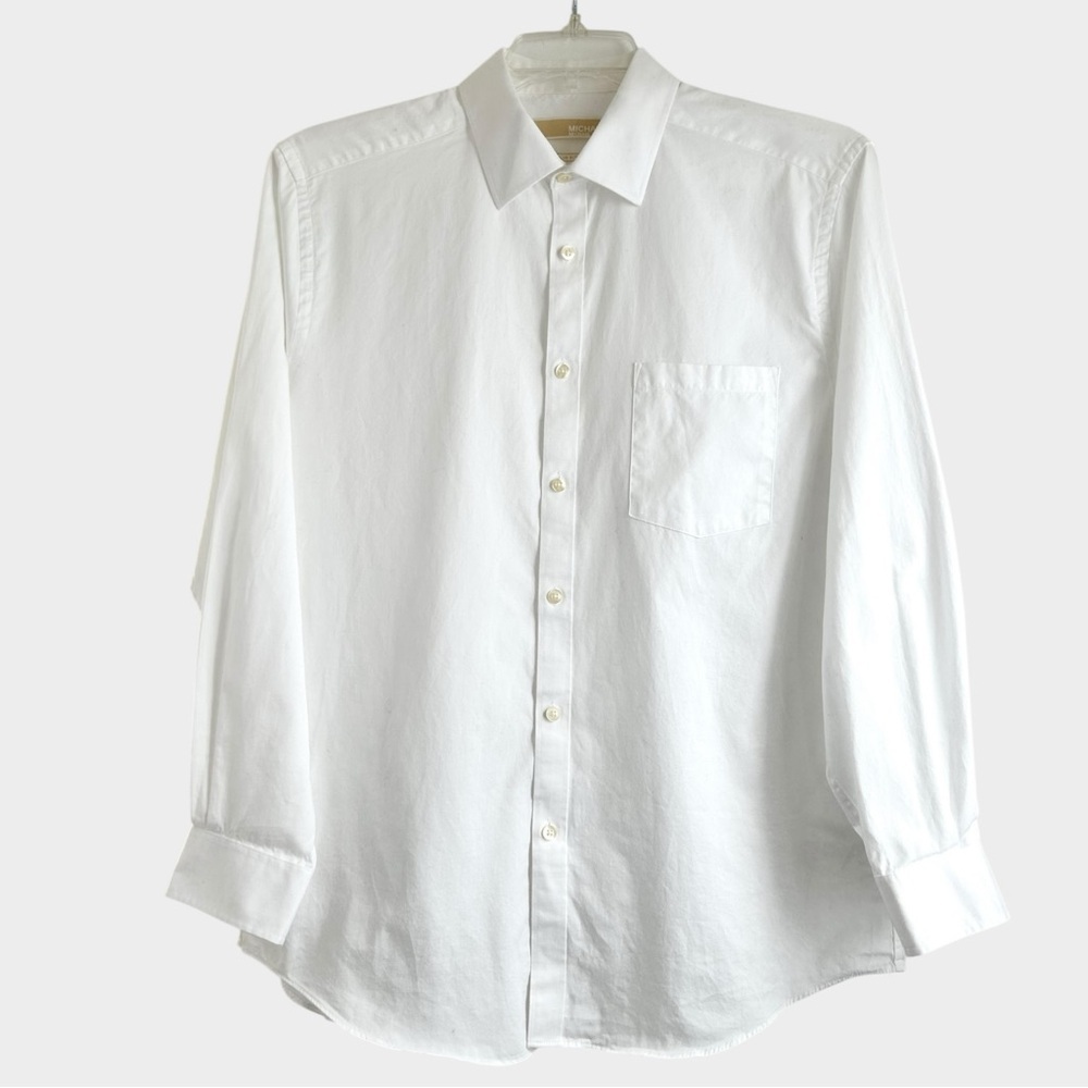 ✨ MICHAEL Michael Kors White Button Down Slim Fit Dress Shirt | Size 16.5 32/33